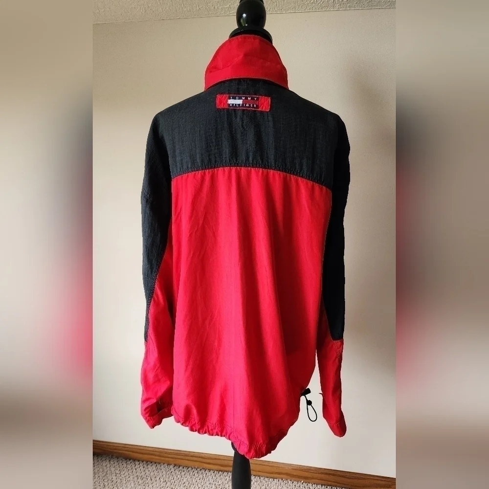 Vintage Tommy Hilfiger  1/4 Inch Zip Up Red/Black Pull Over Jacket Men's Sz L.